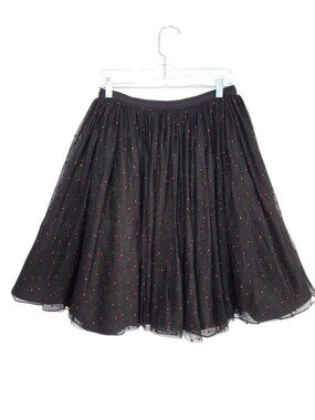 Alice + Olivia Camille Black Tulle Skirt with Red Sparkle Dots Size 8 EUC
